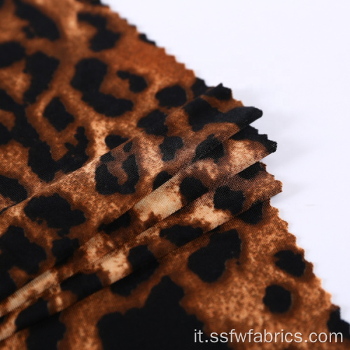 Tessuto alla moda con stampa leopardata elasticizzata a maglia leopardata